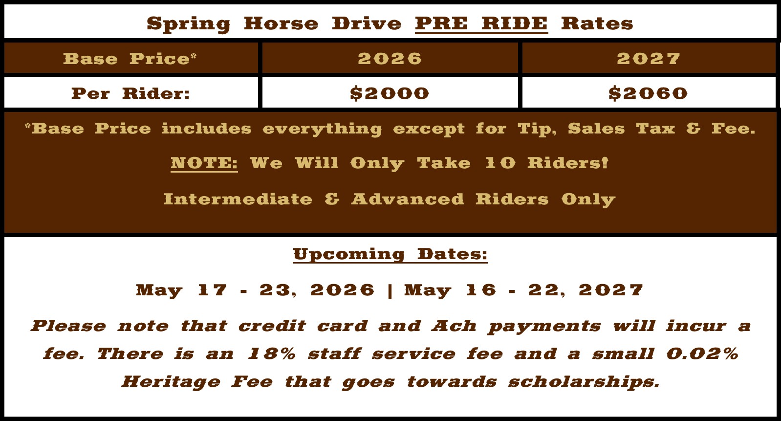 A - 10-31-25 spring pre ride rates 2