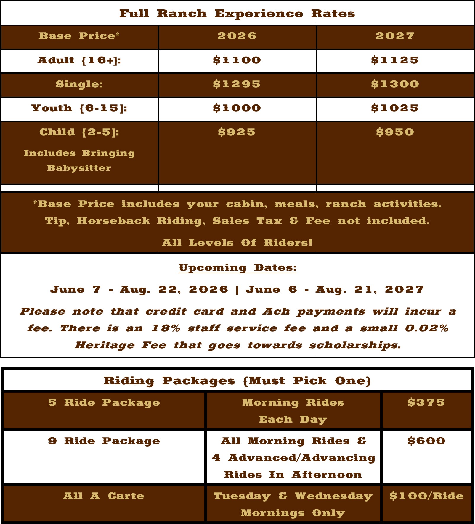 C-10-31-25 full ranch rates