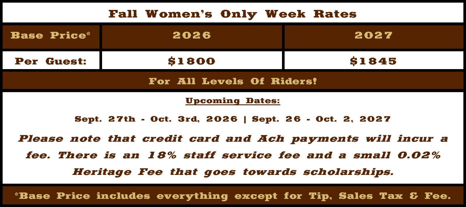H - 10-31-25 womans rates